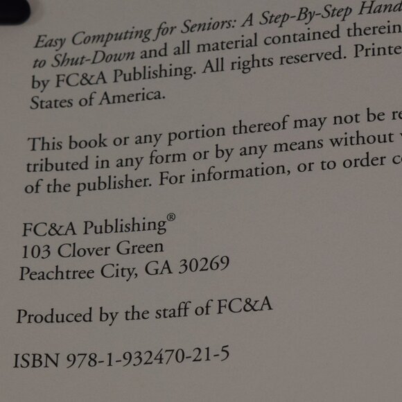 Easy Computing for Seniors Handbook From Startup to Shut Down Excellent 2007 - Picture 7 of 16